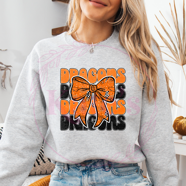 Dragons Stacked w/ Bow School Spirit Shirt